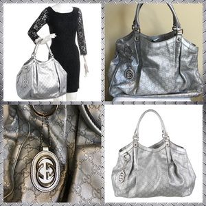 GUCCI silver large Sukey bag